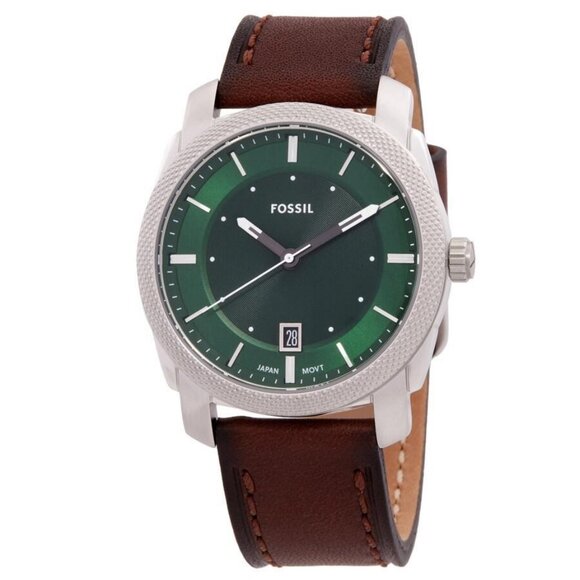 NWT Authentic Fossil Machine Quartz Green Dial Men's Watch - Picture 1 of 3
